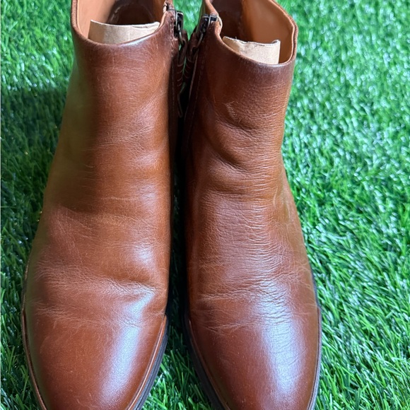 Franco Sarto Happily Ankle Boots Women's 8.5M - Brown Leather Side Zip Boots - Picture 5 of 16